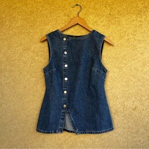 ASOS Design Asymmetrical Denim Button-Down Sleeveless Top